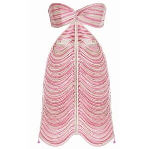 Francesca Miranda NWT $2800 Handmade 100% Silk Pink Ramos Dress XS 2